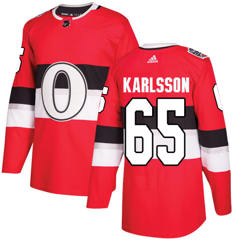 Adidas Senators #65 Erik Karlsson Red Authentic 100 Classic Stitched NHL Jersey - Click Image to Close